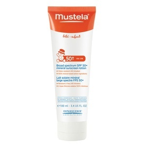 slide 1 of 1, Mustela Broad Spectrum SPF 50+ Mineral Sunscreen Lotion, 3.4 oz