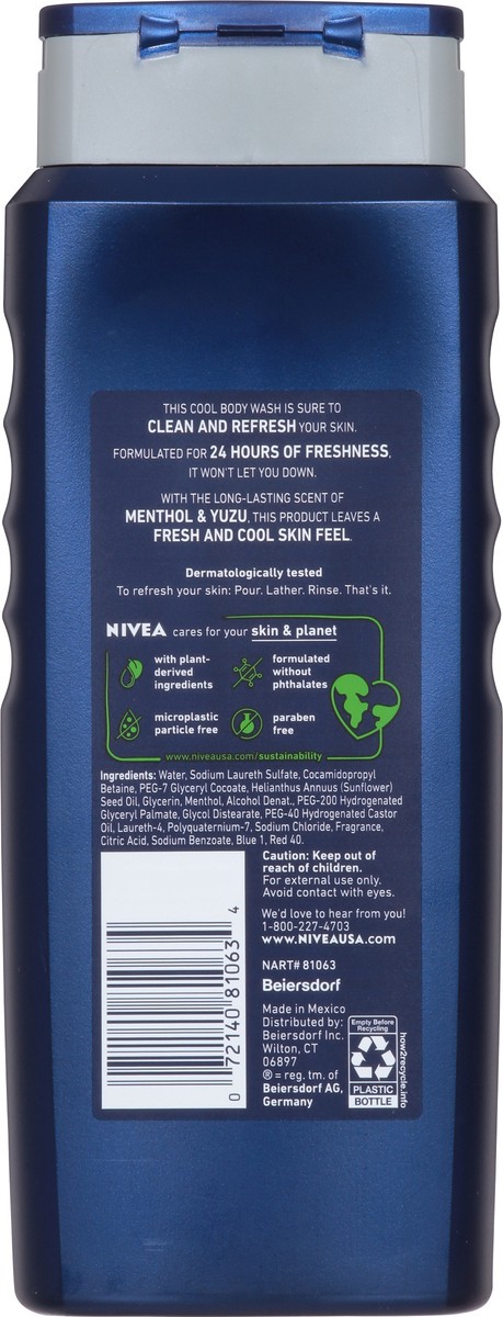 slide 3 of 9, Nivea Men Cool Menthol & Yuzu Body Wash 16.9 fl oz, 16.9 fl oz