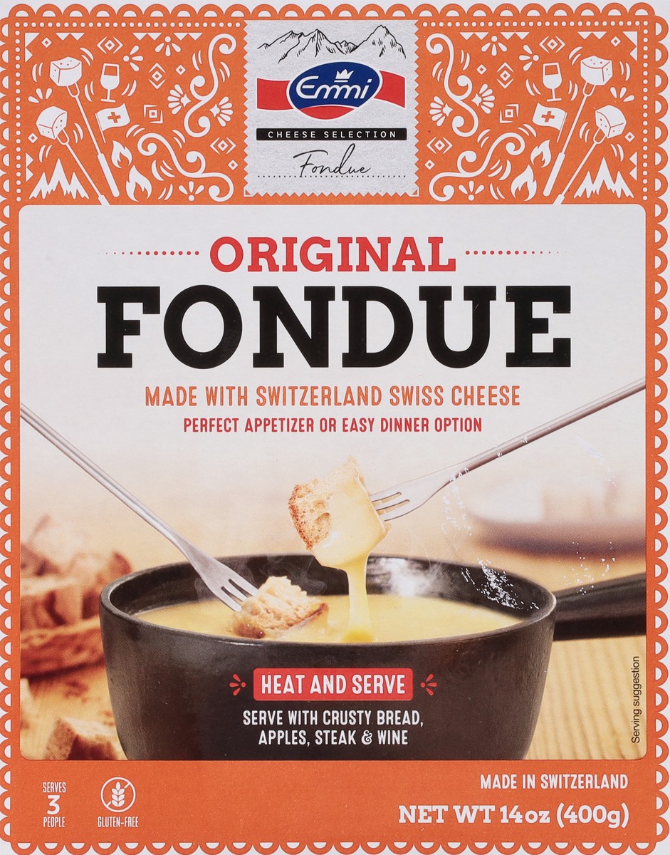 slide 5 of 9, Emmi Original Fondue Cheese, 14 oz