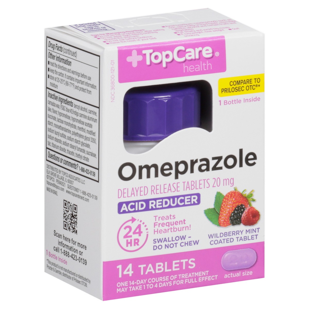 slide 15 of 16, TopCare Health 20 mg Wildberry Mint Omeprazole 14 Tablets, 14 ct