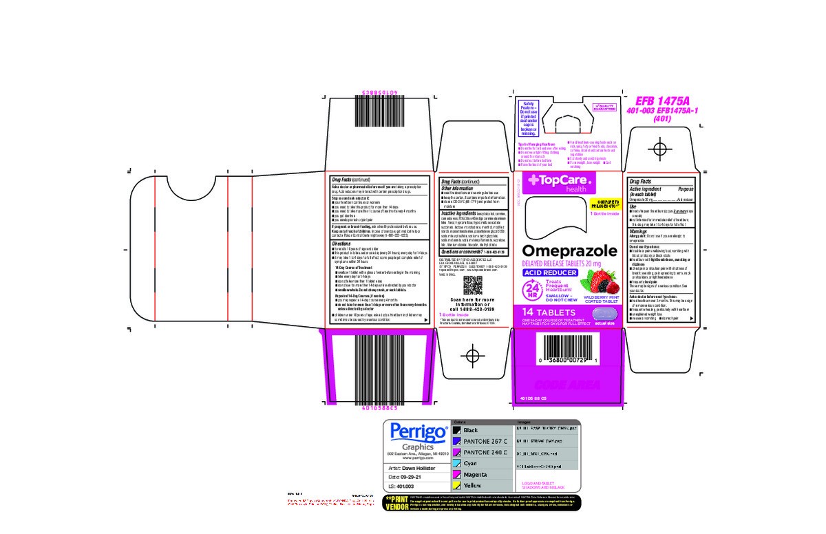 slide 14 of 16, TopCare Health 20 mg Wildberry Mint Omeprazole 14 Tablets, 14 ct