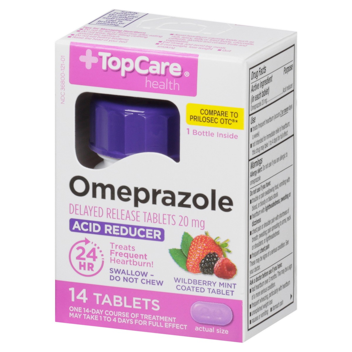 slide 10 of 16, TopCare Health 20 mg Wildberry Mint Omeprazole 14 Tablets, 14 ct