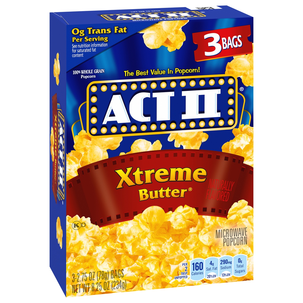 slide 2 of 10, ACT II Xtreme Butter Popcorn, 8.25 oz