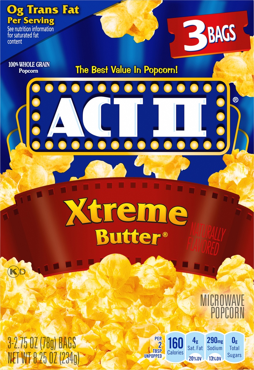 slide 8 of 10, ACT II Xtreme Butter Popcorn, 8.25 oz