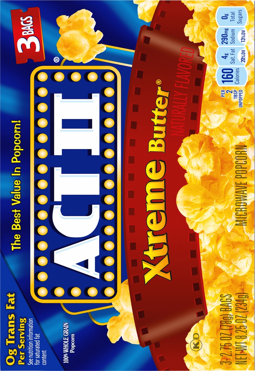 slide 9 of 10, ACT II Xtreme Butter Popcorn, 8.25 oz
