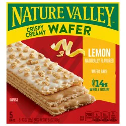 Nature Valley Crispy Creamy Wafer Bars, Lemon, Whole Grain, 5 Bars, 6.5 oz