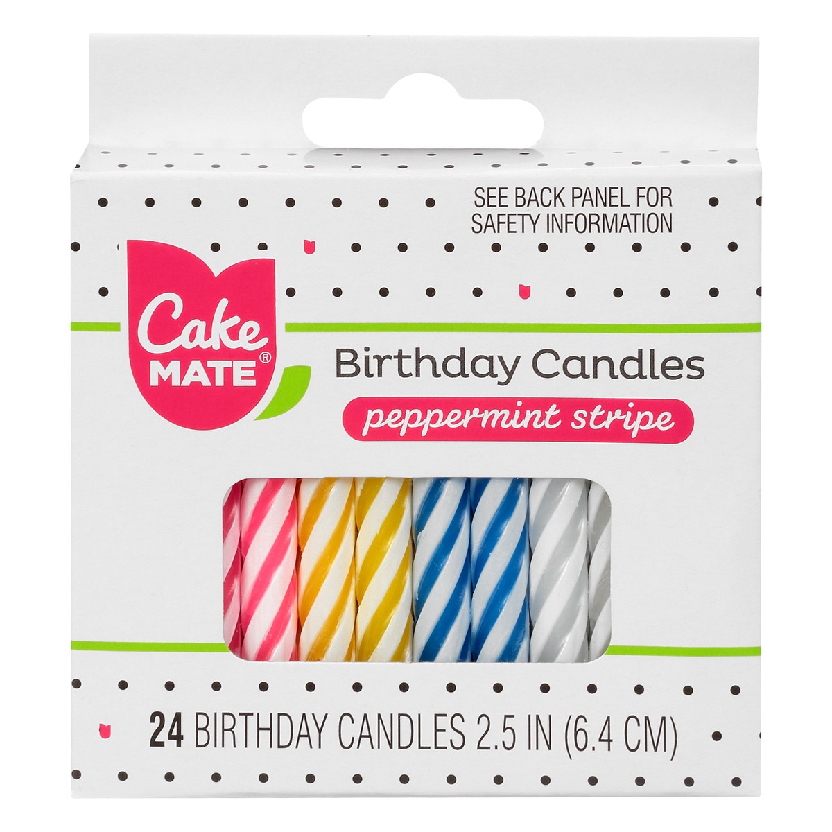 slide 1 of 9, Cake Mate Pepprmnt Stripe Candle, 24 ct