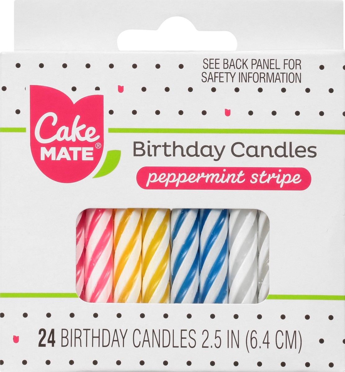 slide 6 of 9, Cake Mate Pepprmnt Stripe Candle, 24 ct
