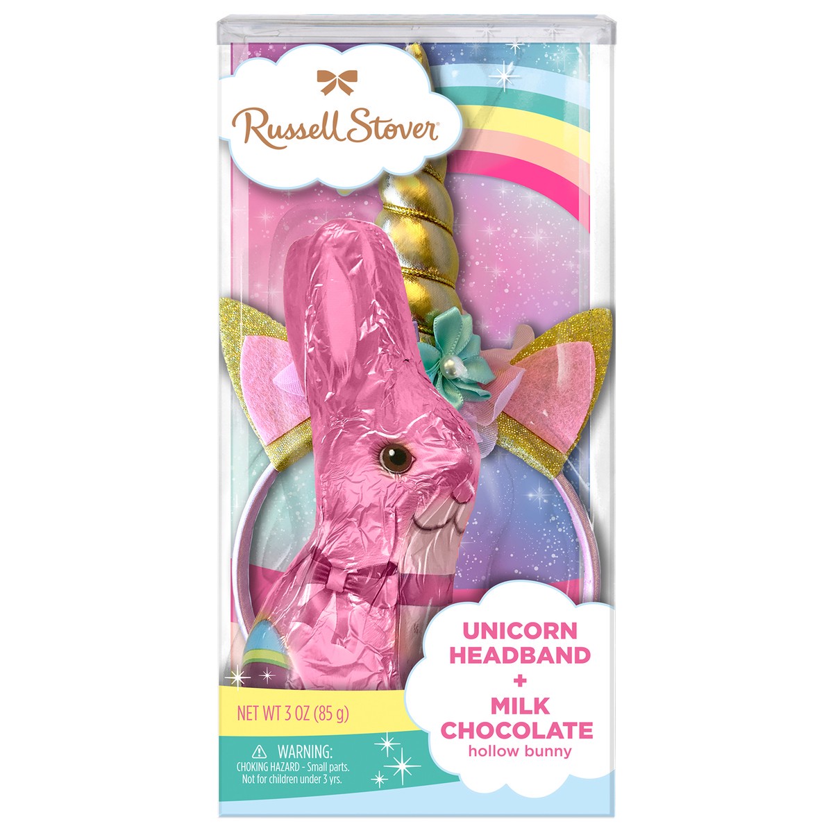 slide 2 of 9, RUSSELL STOVER Easter Unicorn Headband with Milk Chocolate Easter Bunny, 3 oz., 3 oz