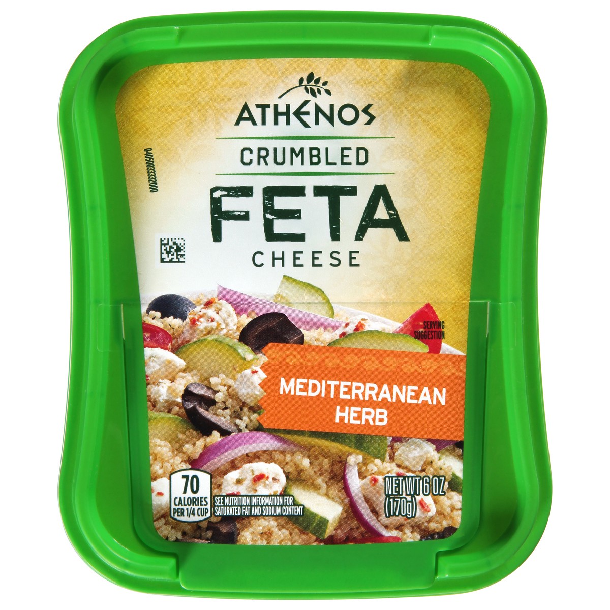 slide 1 of 9, Athenos Mediterranean Herb Crumbled Feta Cheese, 6 oz Tub, 6 oz