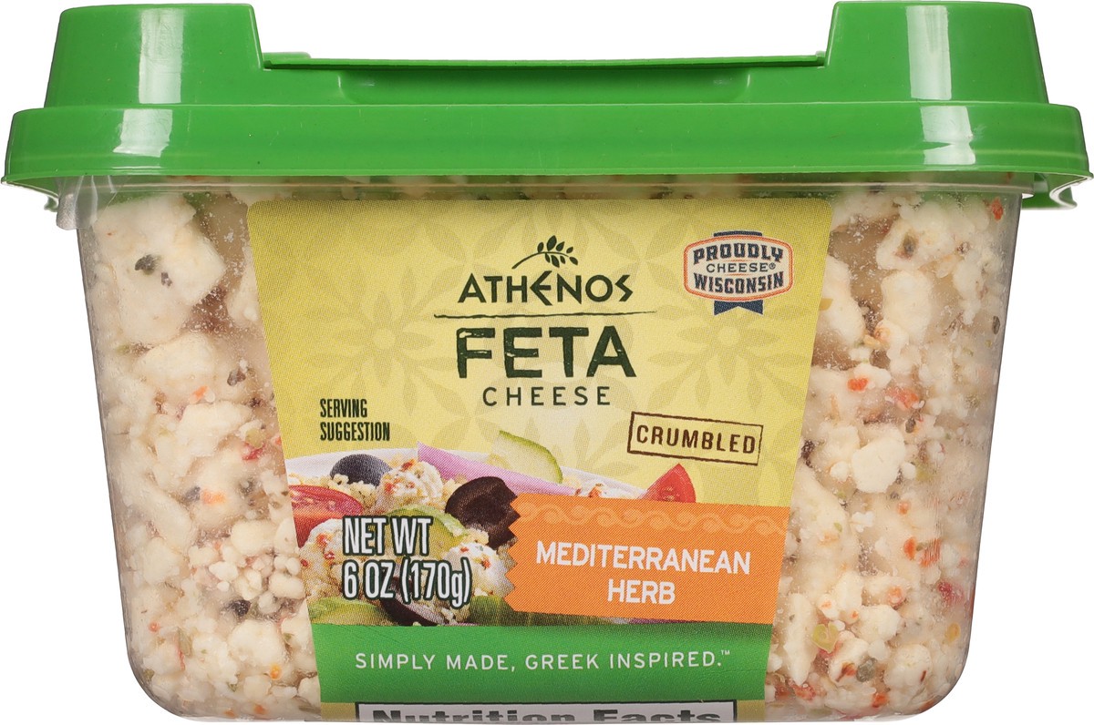 slide 4 of 9, Athenos Mediterranean Herb Crumbled Feta Cheese, 6 oz Tub, 6 oz