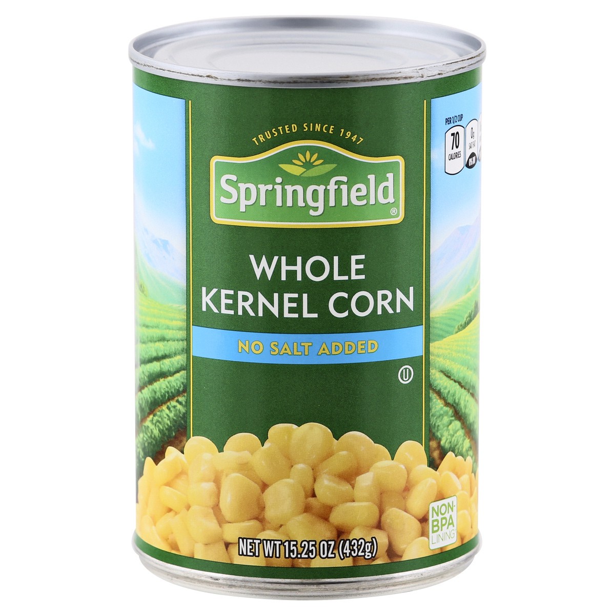 slide 1 of 10, Springfield Whole Kernel Corn No Salt Added, 15.25 oz