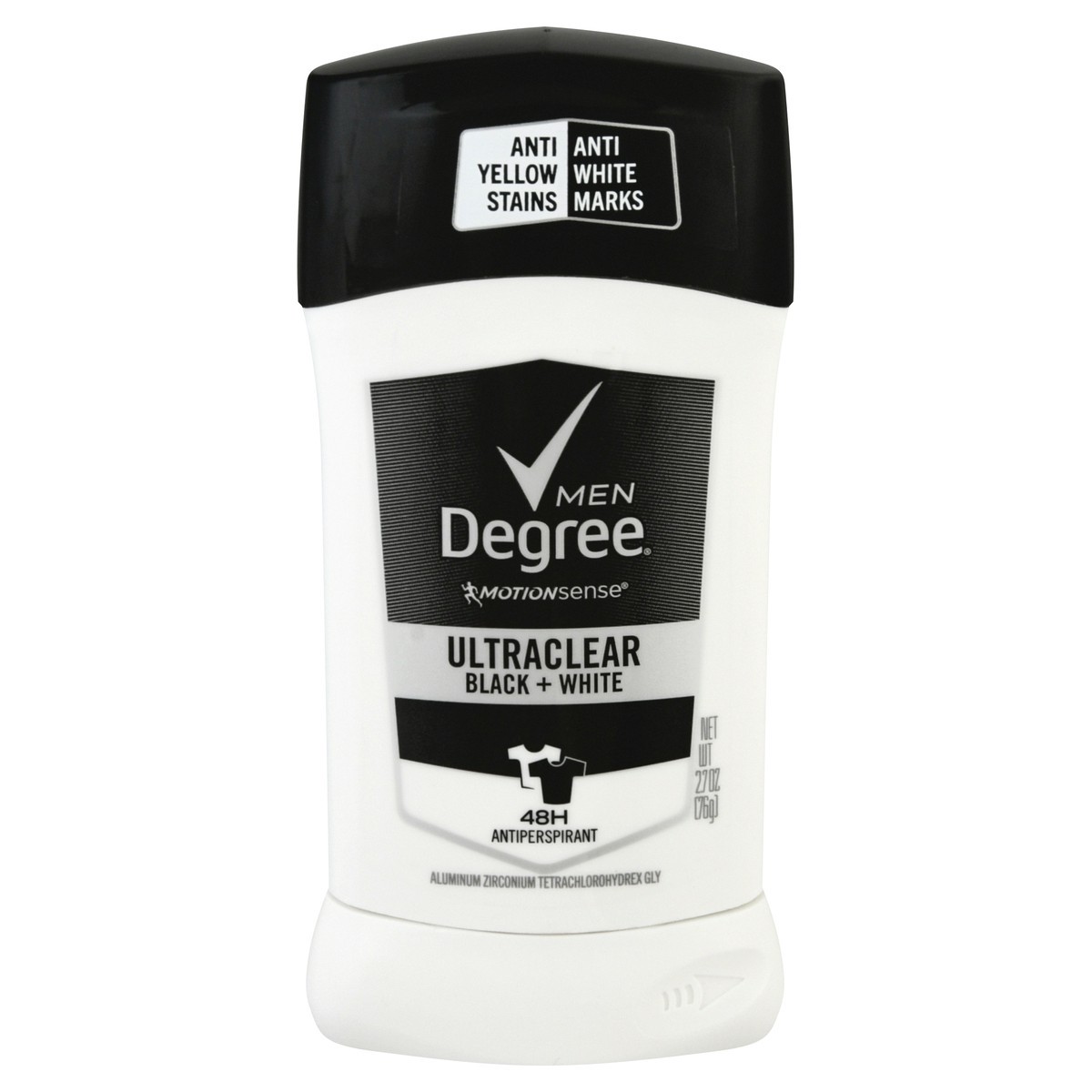 slide 1 of 16, Degree Motion Sense Black White Invisible Shield, 2.7 oz