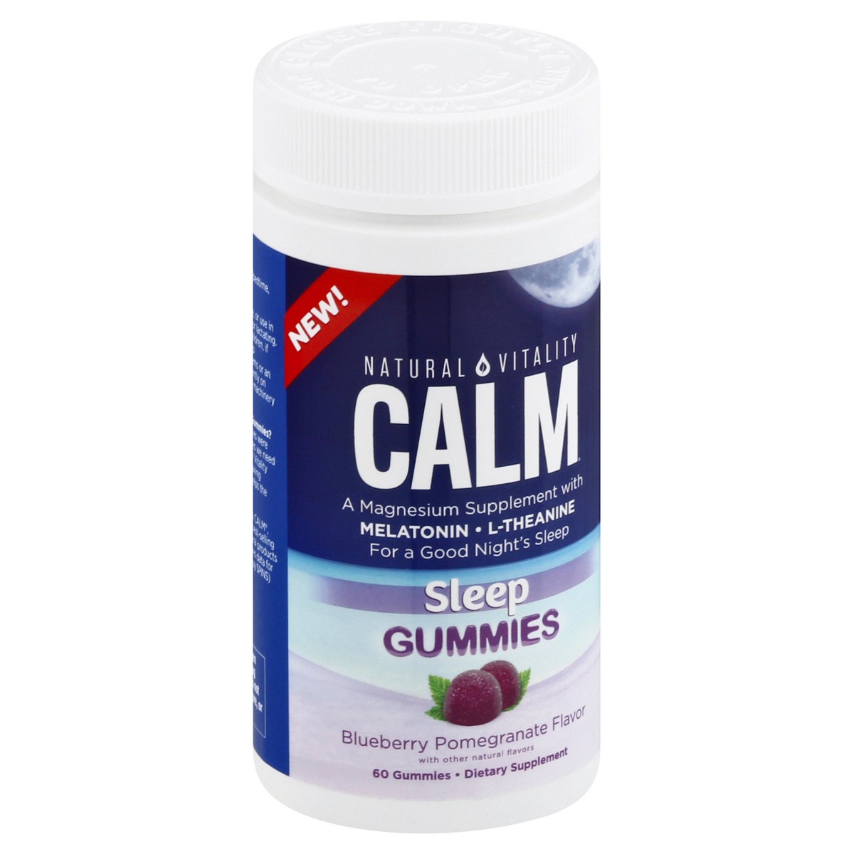 slide 2 of 9, Natural Vitality CALM Sleep Gummies with Magnesium, L,Theanine, Melatonin, Sleep Support, Gluten Free, Blueberry Pomegranate, 60 Count, 60 ct