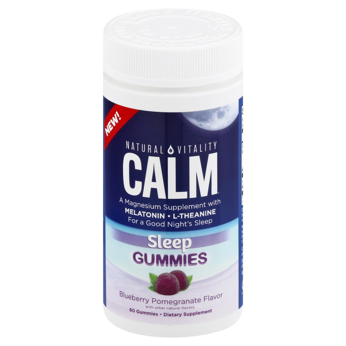 slide 1 of 9, Natural Vitality CALM Sleep Gummies with Magnesium, L,Theanine, Melatonin, Sleep Support, Gluten Free, Blueberry Pomegranate, 60 Count, 60 ct