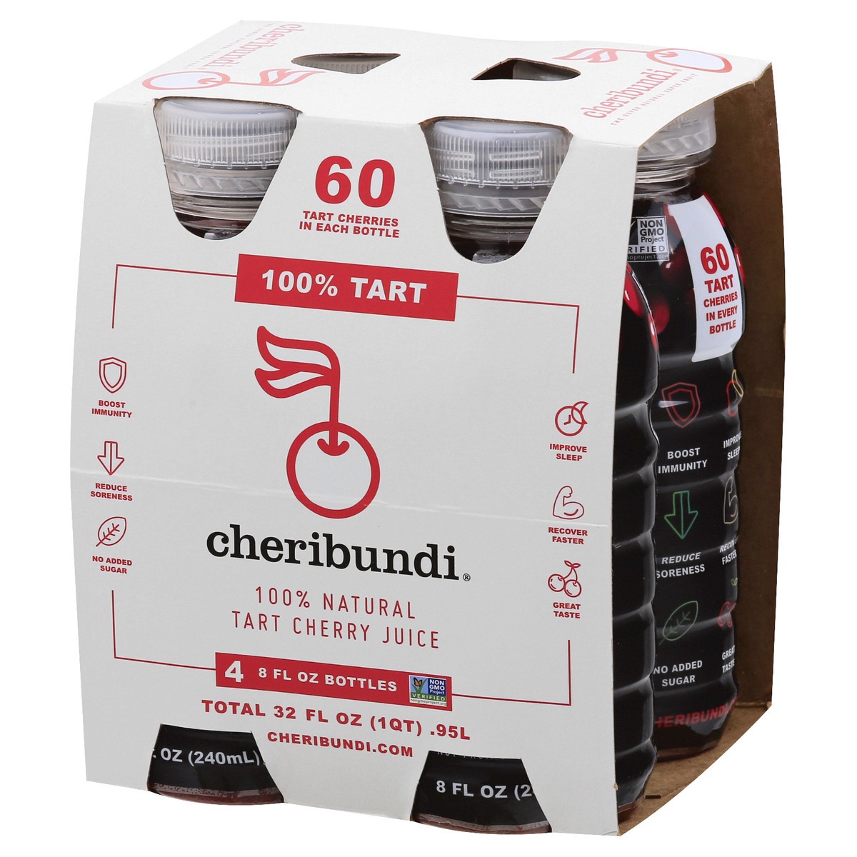 slide 6 of 9, Cheribundi 100% Natural 4 Pack Tart Cherry Juice 4 ea - 4 ct, 4 ct; 8 fl oz