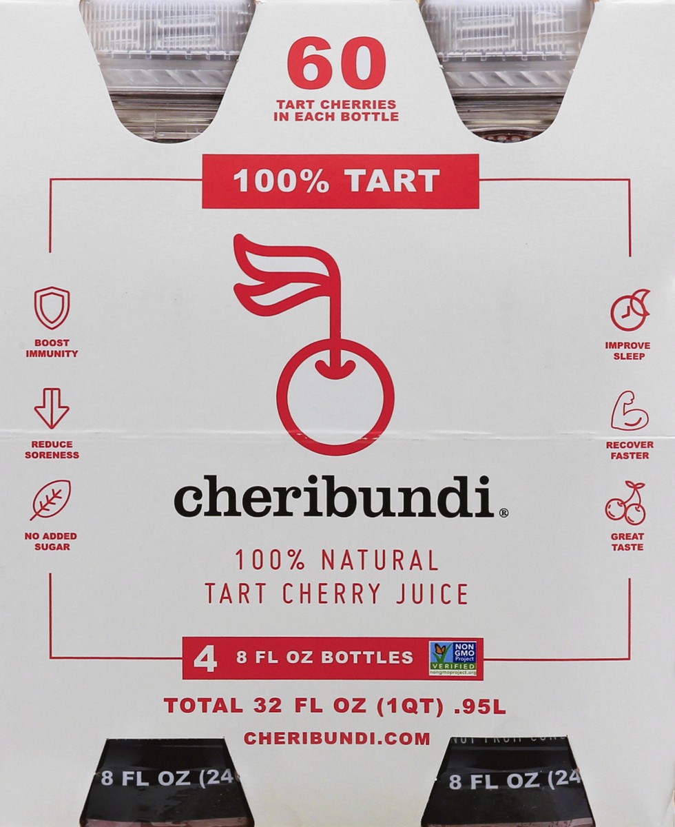 slide 9 of 9, Cheribundi 100% Natural 4 Pack Tart Cherry Juice 4 ea - 4 ct, 4 ct; 8 fl oz