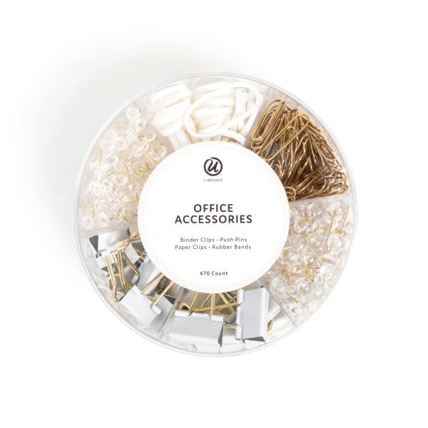 slide 1 of 4, U Brands® Office Accessory Kit, White/Gold, Kit Of 470 Pieces, 1 ct