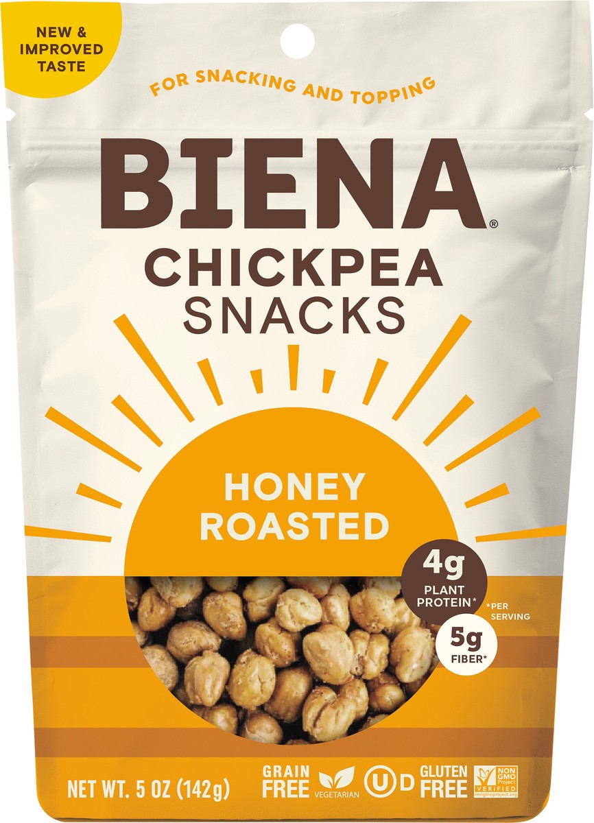 slide 2 of 3, Biena Honey Roasted Chickpea Snacks, 5 oz