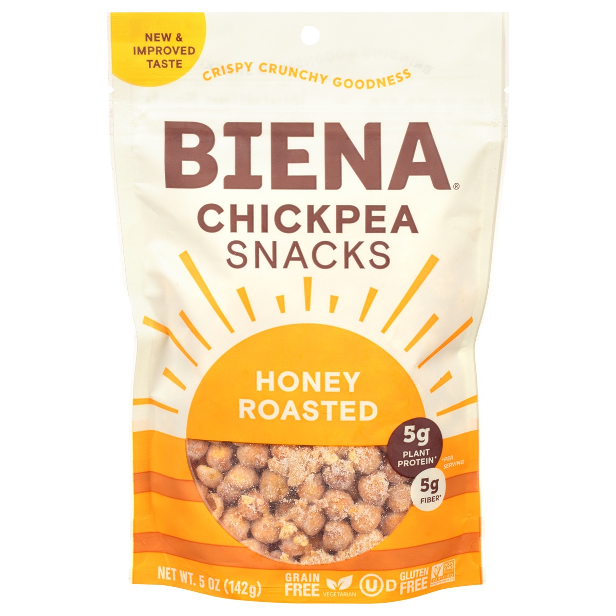 slide 1 of 1, Biena Chickpea Snacks, Honey Roasted, 5 oz