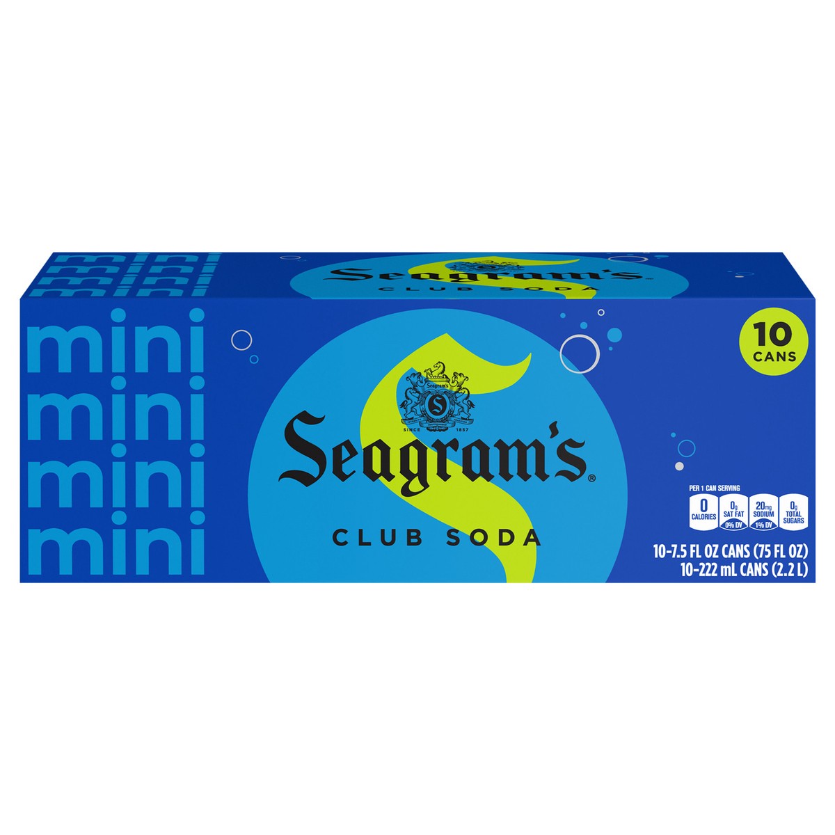 slide 1 of 1, Seagram's Seagrams Club Soda Fridge Pack Cans, 7.5 fl oz, 10 Pack, 10 ct