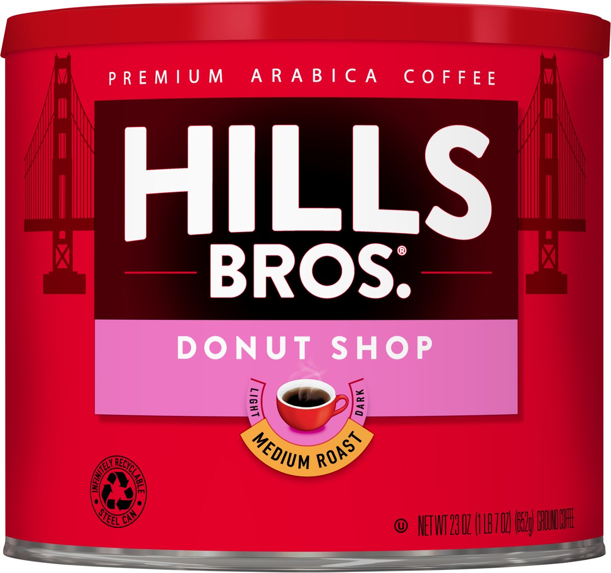 slide 2 of 7, Hills Bros. Hills Brothers Medium Roast Coffee Donut Shop - 23 oz, 23 oz