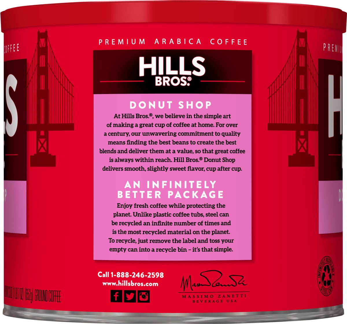 slide 3 of 7, Hills Bros. Hills Brothers Medium Roast Coffee Donut Shop - 23 oz, 23 oz