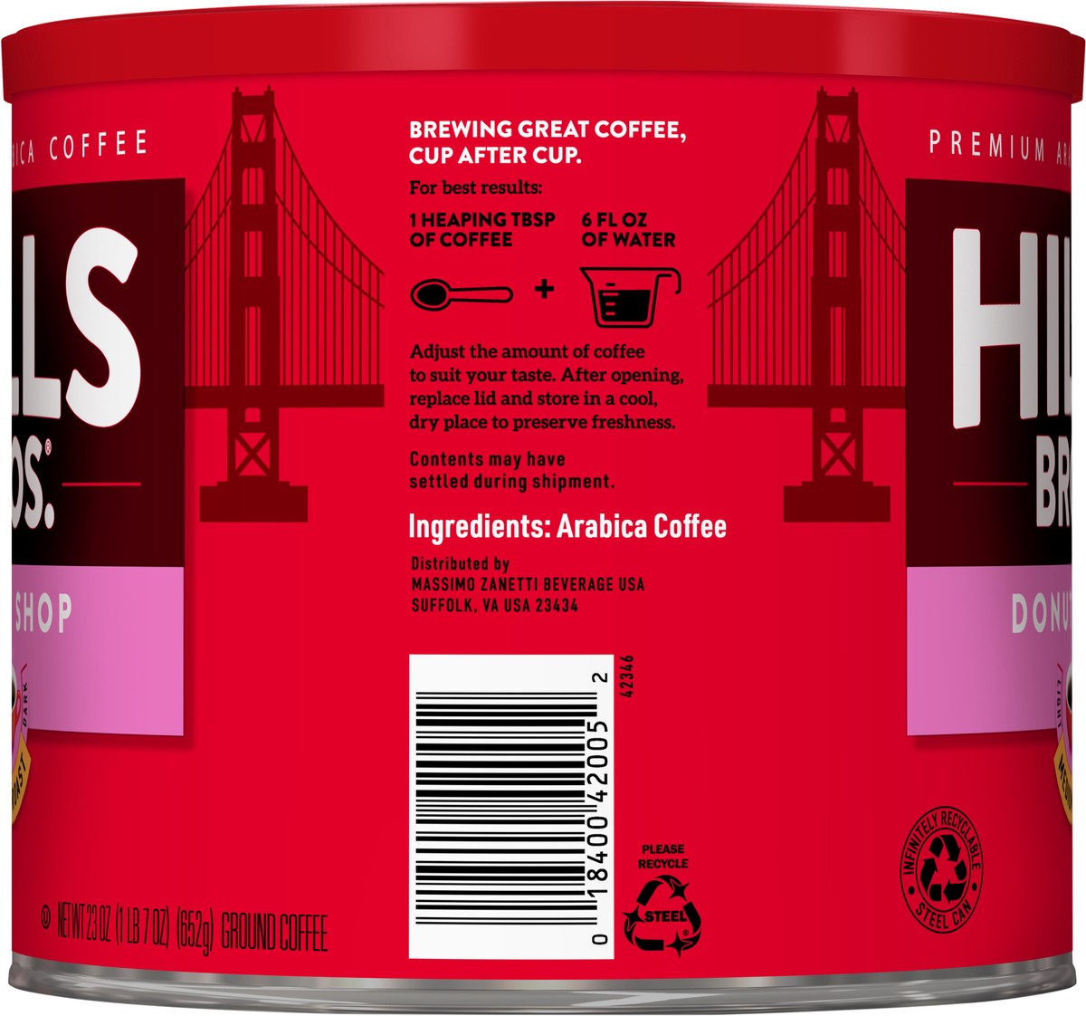 slide 4 of 7, Hills Bros. Hills Brothers Medium Roast Coffee Donut Shop - 23 oz, 23 oz