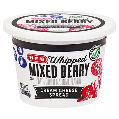 slide 1 of 1, H-E-B Select Ingredients Whipped Mixed Berry Cream Cheese, 8 oz