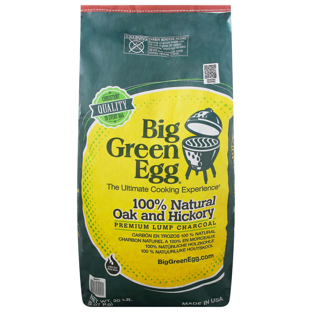 slide 10 of 10, Big Green Egg Premium 100% Natural Oak and Hickory Lump Charcoal 20 lb, 20 lb