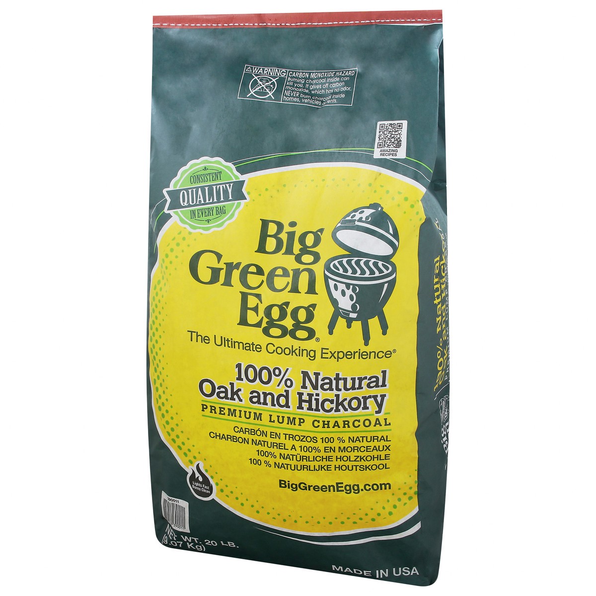 slide 2 of 10, Big Green Egg Premium 100% Natural Oak and Hickory Lump Charcoal 20 lb, 20 lb