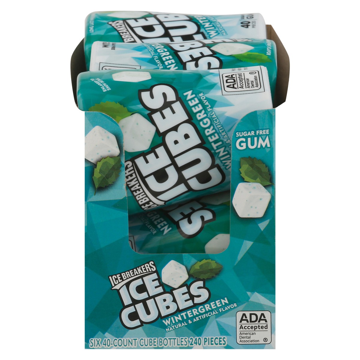 slide 1 of 7, Ice Breakers Ice Cubes Wintergreen Sugar Free Chewing Gum Bottle, 3.24 oz (40 Pieces), 3.24 oz