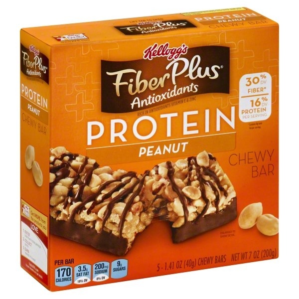 slide 1 of 1, Kellogg's Fiberplus Antioxidants Protein Peanut Chewy Bars, 5 ct; 7 oz