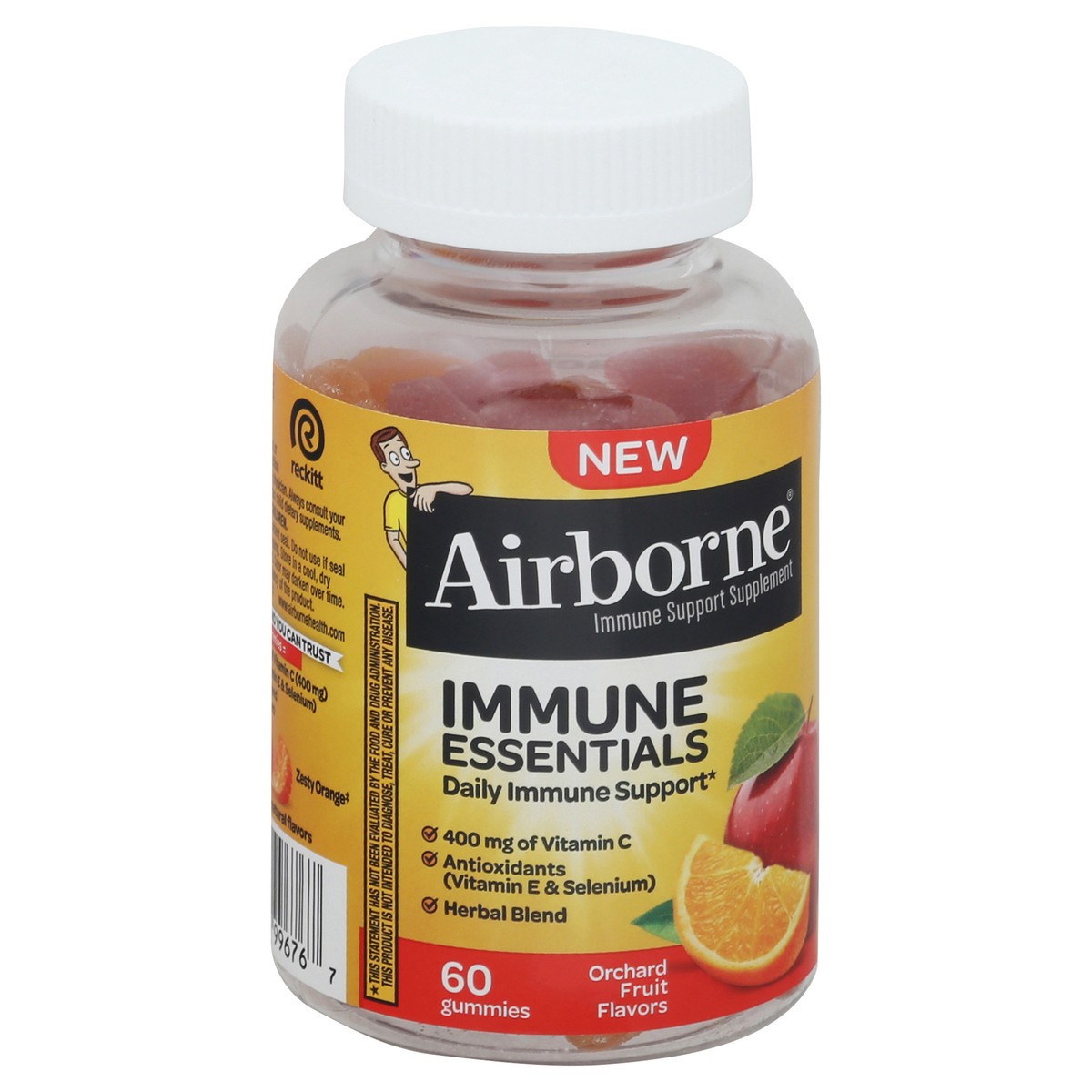 slide 3 of 9, Airborne Orchard Fruit Flavored Immune Support Supplement 60 Gummies, 60 ct