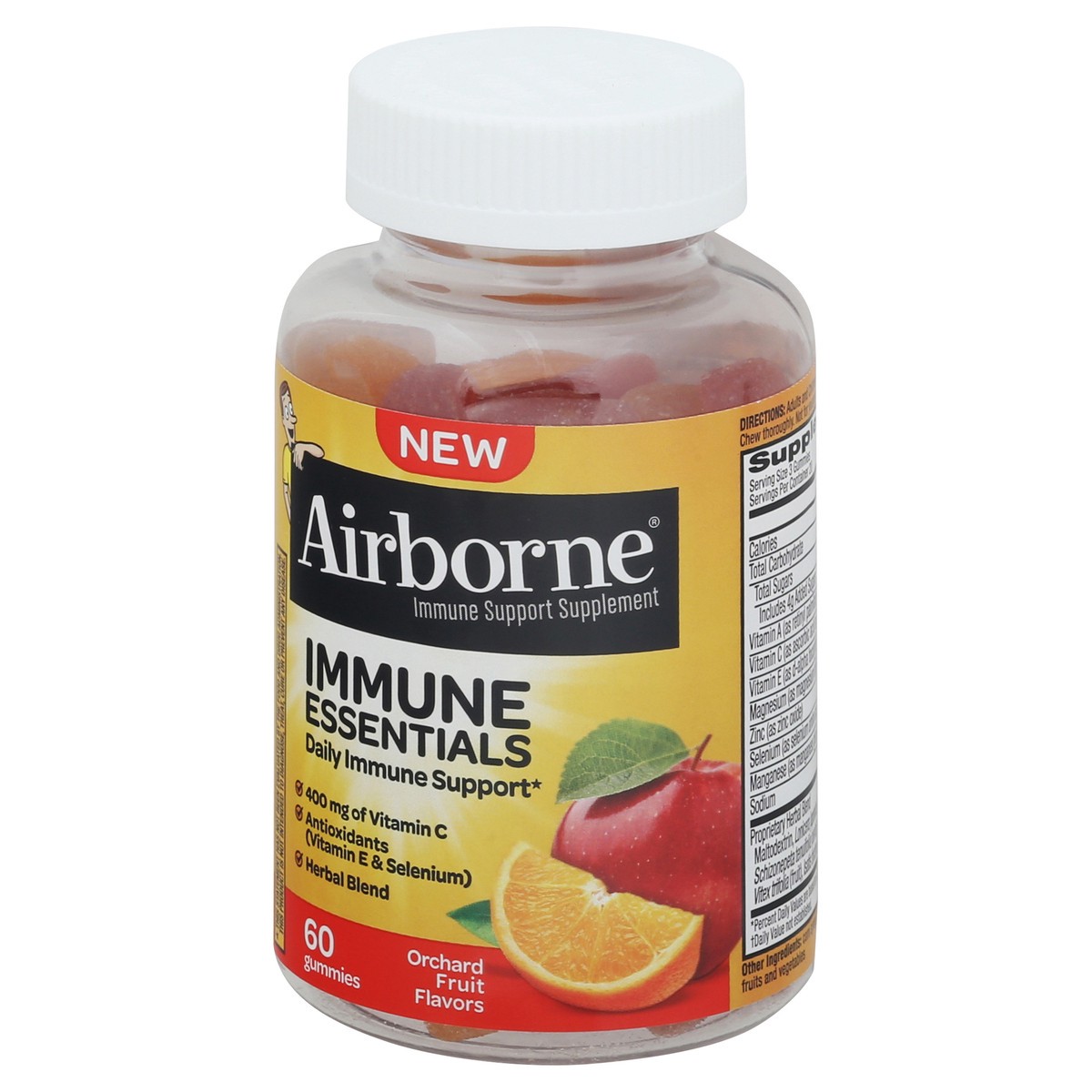 slide 6 of 9, Airborne Orchard Fruit Flavored Immune Support Supplement 60 Gummies, 60 ct
