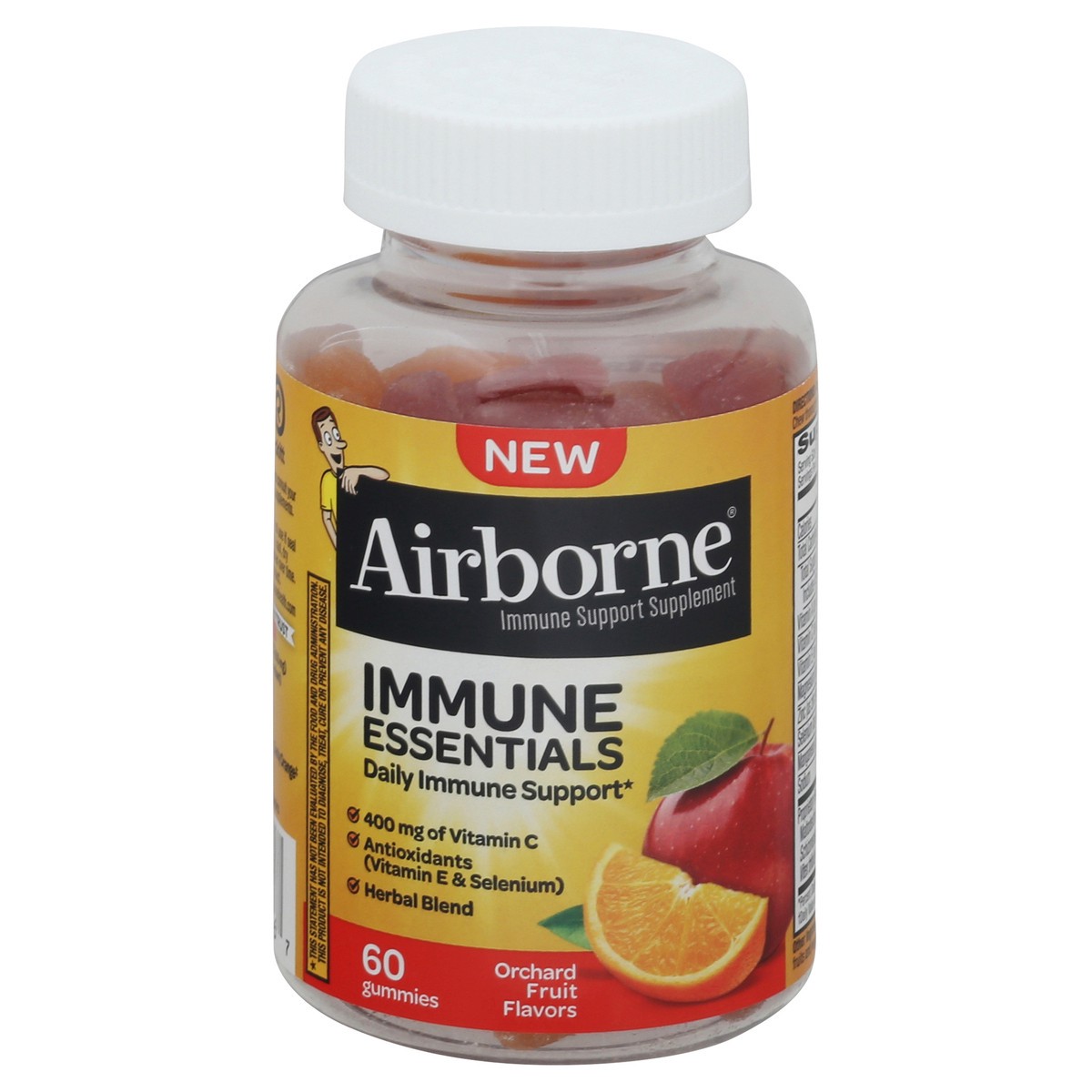 slide 1 of 9, Airborne Orchard Fruit Flavored Immune Support Supplement 60 Gummies, 60 ct