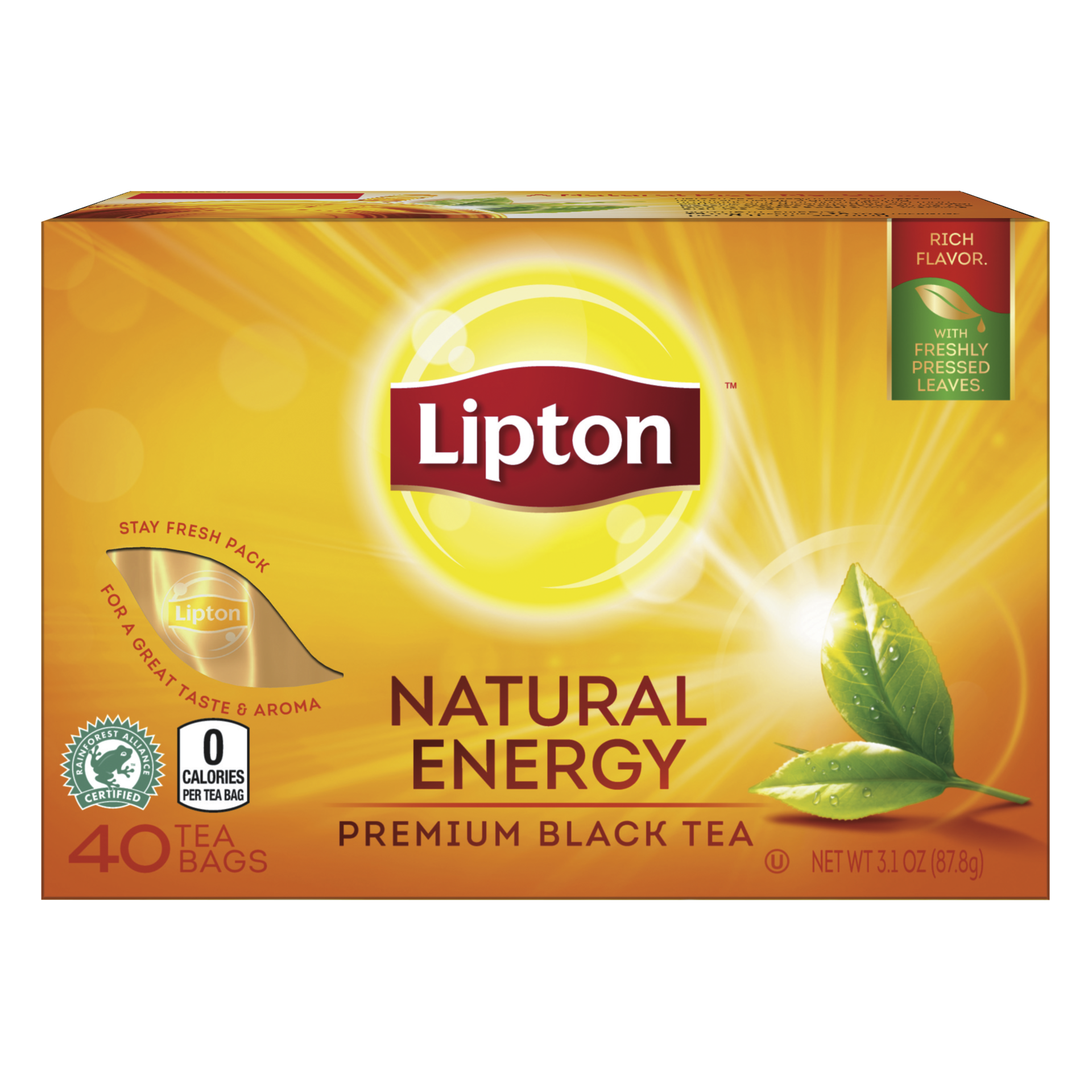 slide 1 of 2, Lipton Premium Black Tea Bags Hot or Iced Natural Energy, 40 ct, 40 ct