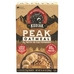 Kodiak Cakes PEAK Oatmeal Packets, Banana Nut, 13.23 oz/5 ct