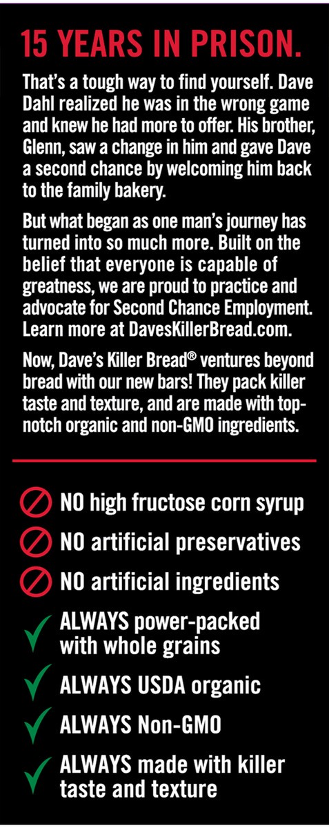 slide 5 of 9, Dave's Killer Bread Amped-Up Peanut Butter Chocolate Chunk Organic Protein Bars, 4 Count, 4 ct