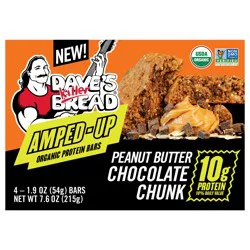 Dave's Killer Bread Amped-Up Peanut Butter Chocolate Chunk Organic Protein Bars, 4 Count