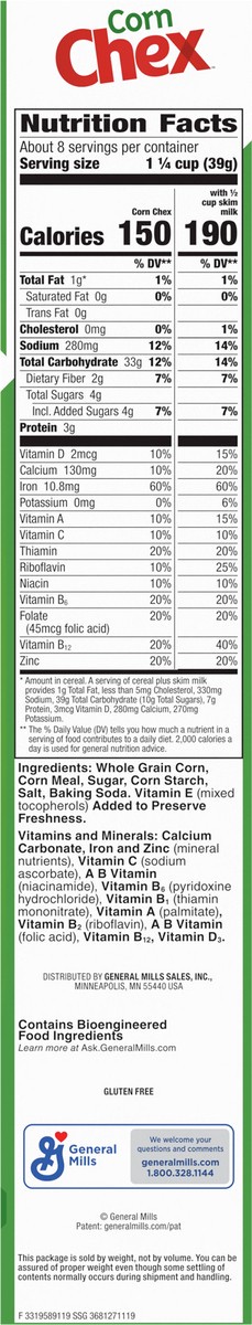 slide 8 of 9, Chex Gluten Free Breakfast Cereal, Made with Whole Grain, 12 oz, 12 oz