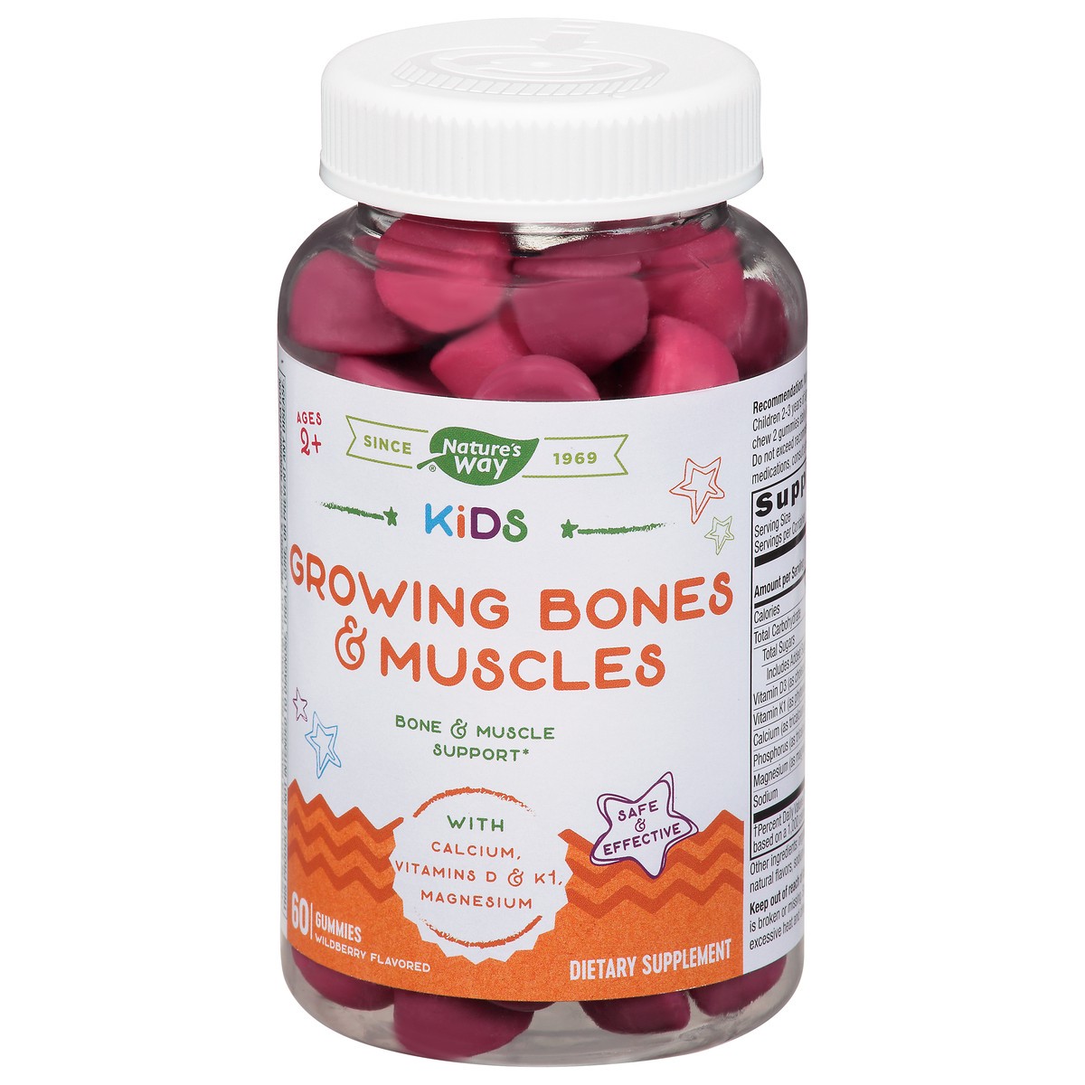 slide 5 of 9, Nature's Way Kids Wildberry Flavored Growing Bones & Muscles 60 Gummies, 1 ct