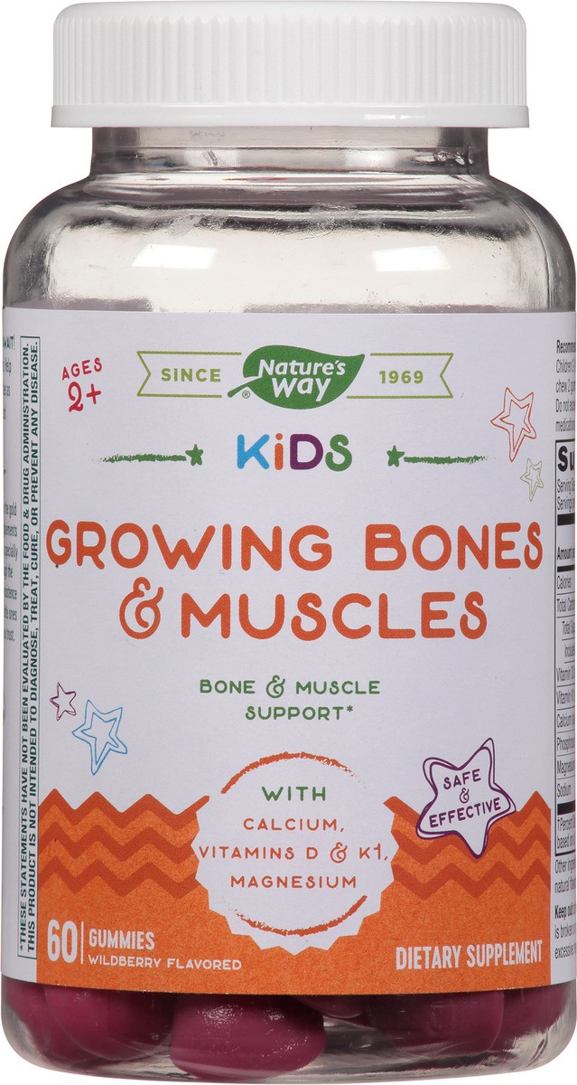 slide 7 of 9, Nature's Way Kids Wildberry Flavored Growing Bones & Muscles 60 Gummies, 1 ct