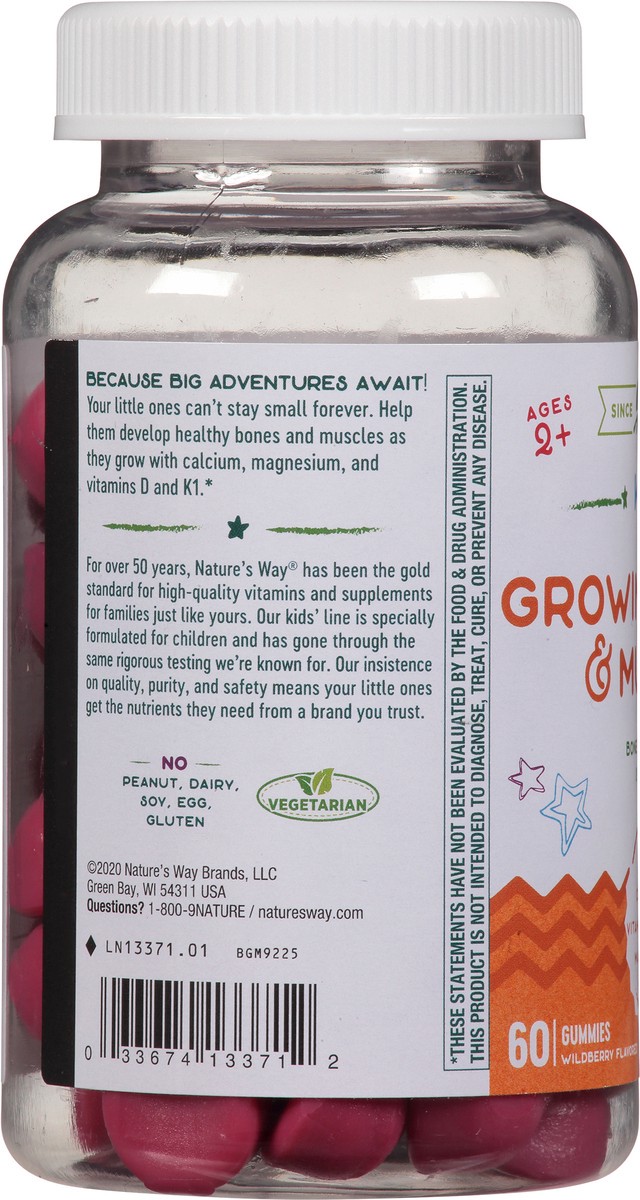 slide 3 of 9, Nature's Way Kids Wildberry Flavored Growing Bones & Muscles 60 Gummies, 1 ct