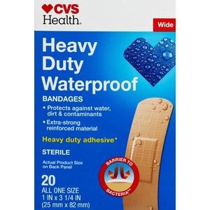 slide 1 of 1, CVS Health Heavy Duty Waterproof Anti-Bacterial Bandages, One Size, 20 Ct, 1 ct