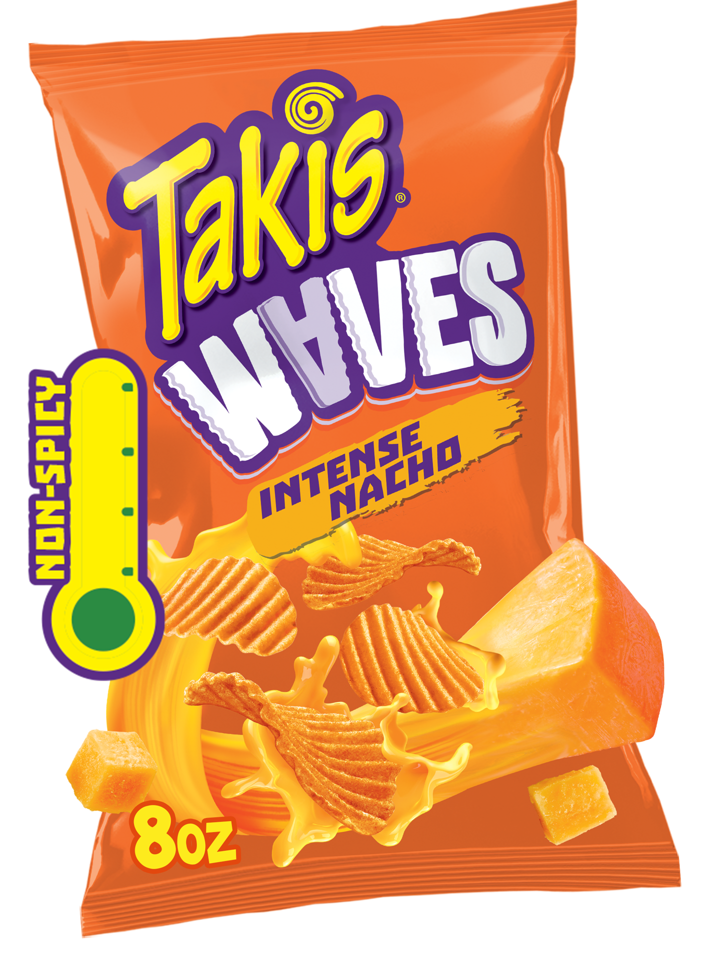 slide 1 of 9, Takis Intense Nacho Waves 8 oz Sharing Size Bag, Cheese Flavored Zero Heat Cheesy Wavy Potato Chips, 8 oz