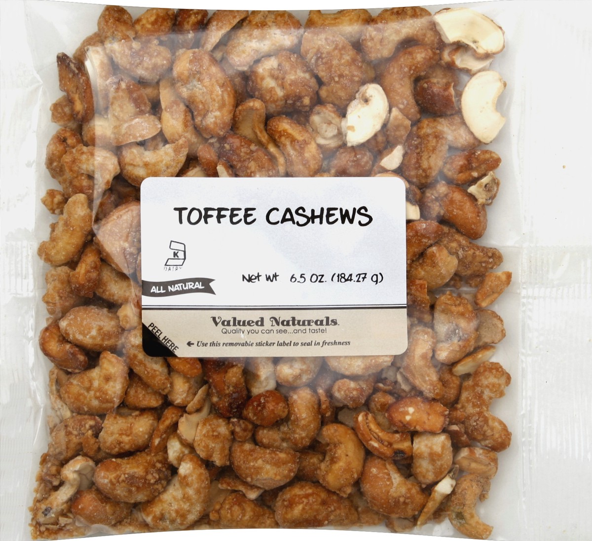 slide 5 of 6, Valued Naturals Toffee Cashews 6.5 oz, 6.5 oz
