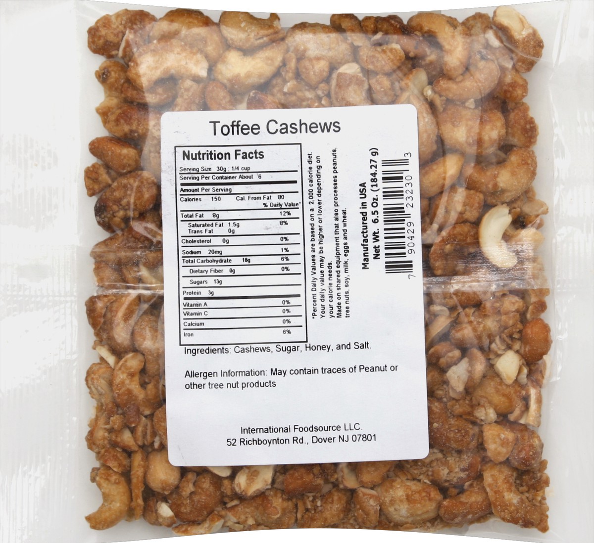 slide 6 of 6, Valued Naturals Toffee Cashews 6.5 oz, 6.5 oz