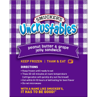 slide 14 of 18, Smucker's Uncrustables Peanut Butter & Grape Jelly Sandwich, 10-Count Pack, 20 oz