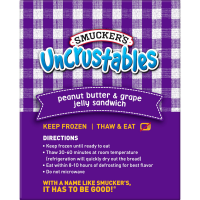 slide 8 of 18, Smucker's Uncrustables Peanut Butter & Grape Jelly Sandwich, 10-Count Pack, 10 ct; 2 oz